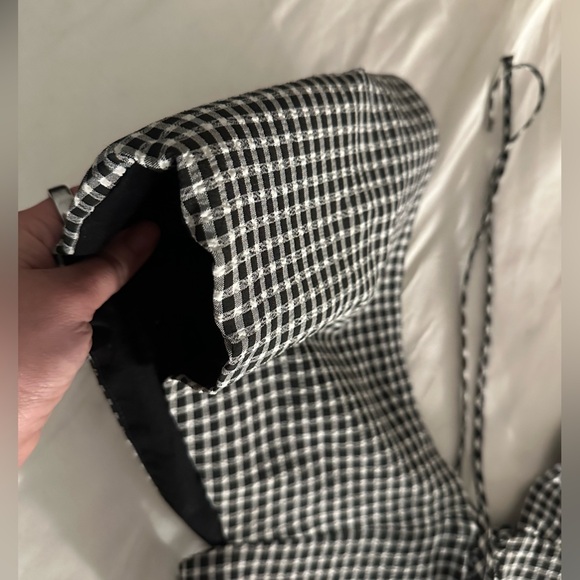 Plunge neck crop top corset with Statement shoulder Gingham print size 12 - Picture 5 of 8